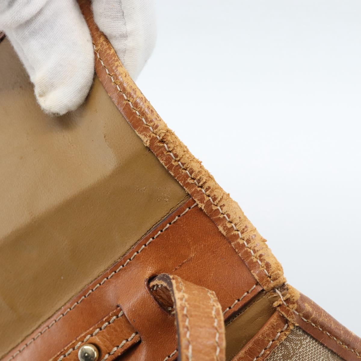 CELINE Macadam Canvas Shoulder Bag PVC Beige Gold Auth BA13377