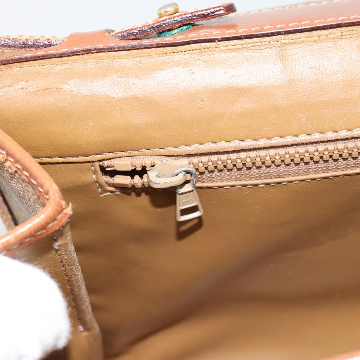 CELINE Macadam Canvas Shoulder Bag PVC Beige Gold Auth BA13377