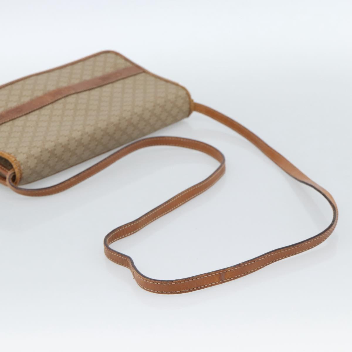 CELINE Macadam Canvas Shoulder Bag PVC Beige Gold Auth BA13377