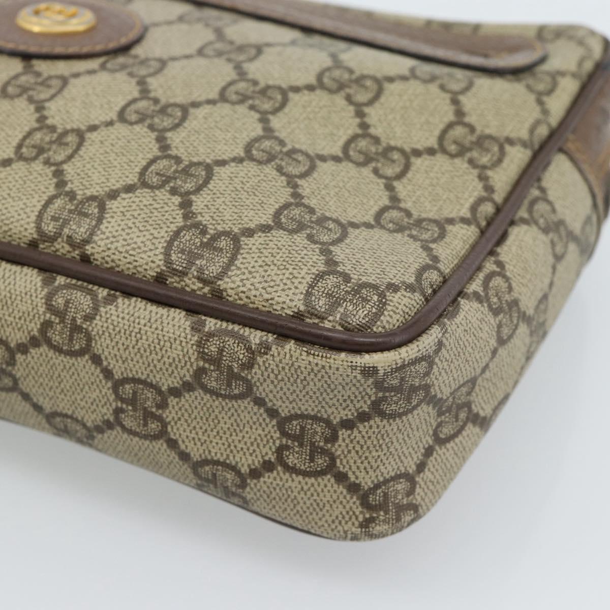 GUCCI GG Supreme Clutch Bag PVC Beige Gold 018 123 6021 Auth BA13380