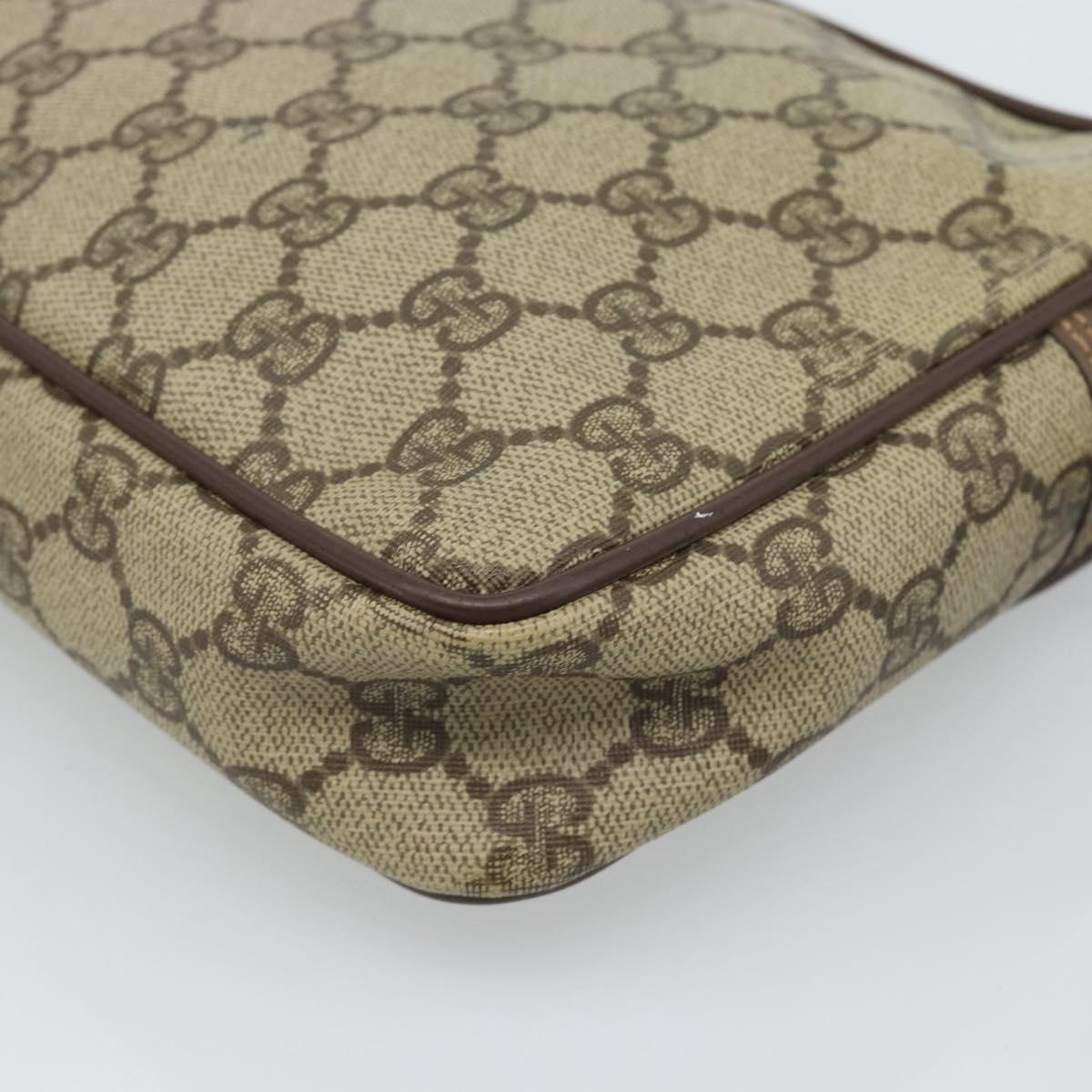 GUCCI GG Supreme Clutch Bag PVC Beige Gold 018 123 6021 Auth BA13380