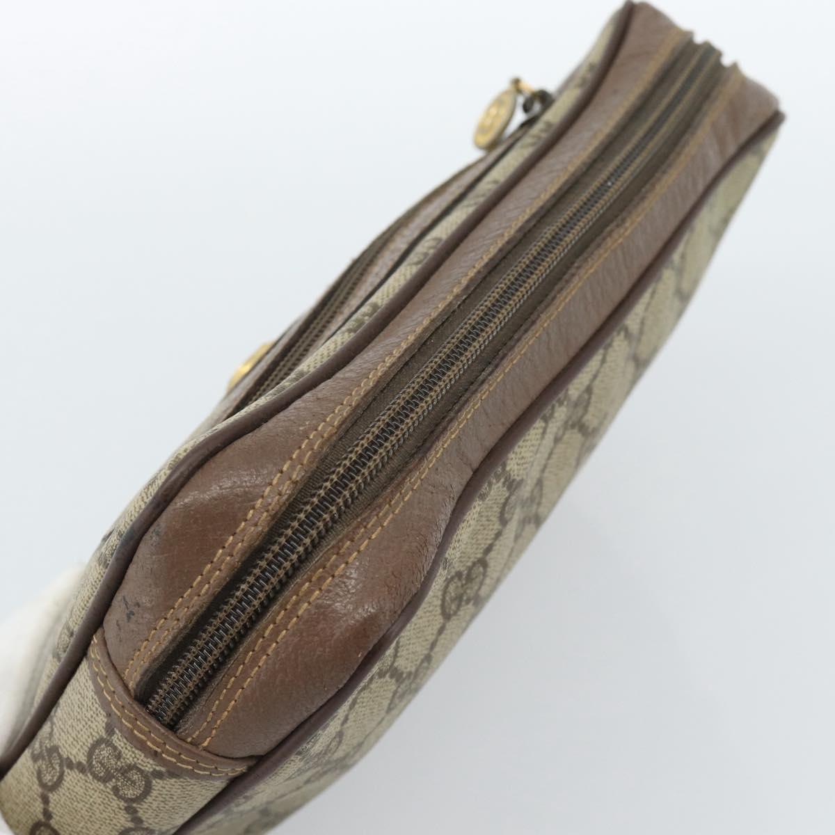 GUCCI GG Supreme Clutch Bag PVC Beige Gold 018 123 6021 Auth BA13380