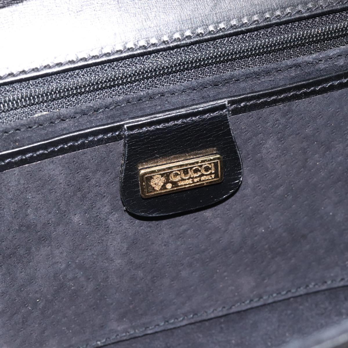 GUCCI Shoulder Bag Leather Black Gold Auth BA13381