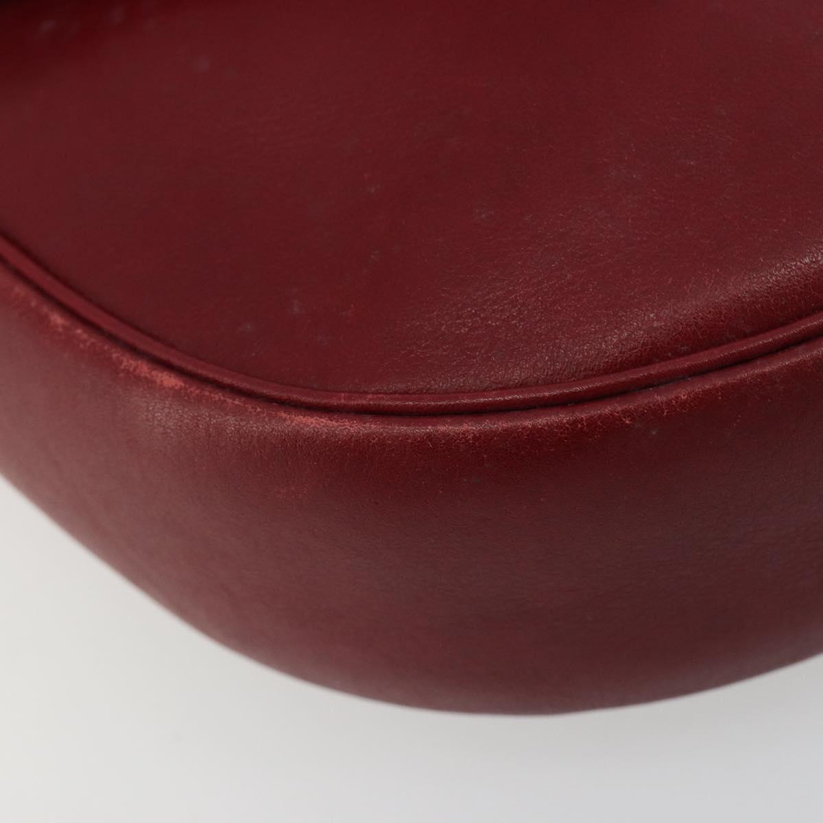 GUCCI Shoulder Bag Leather Red Gold 007 261 0081 Auth BA13384