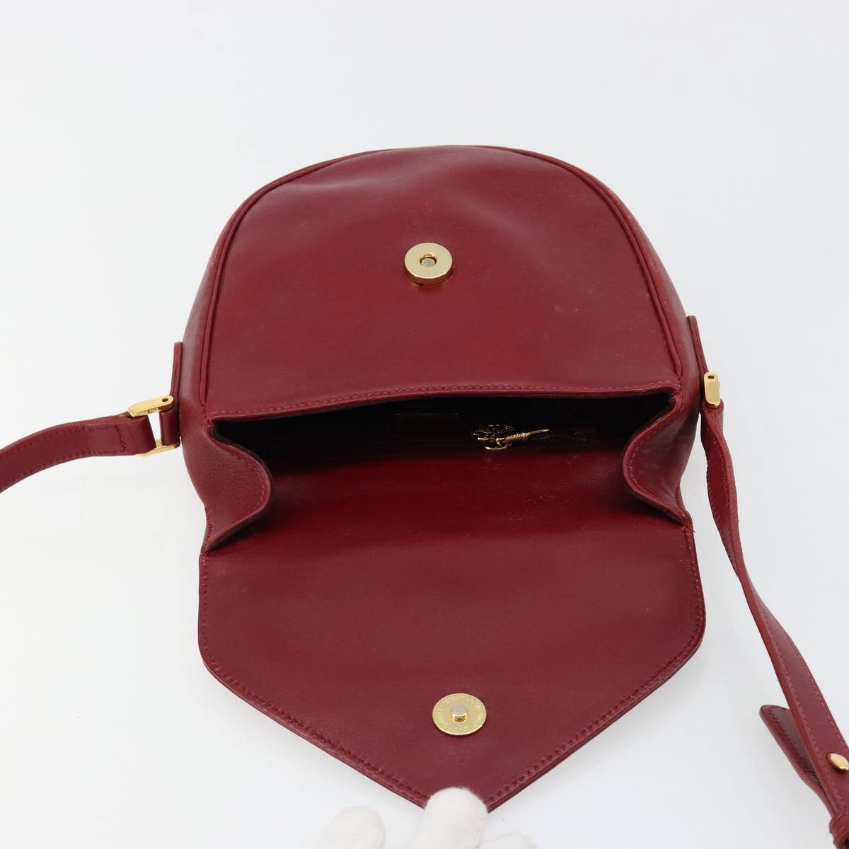 GUCCI Shoulder Bag Leather Red Gold 007 261 0081 Auth BA13384
