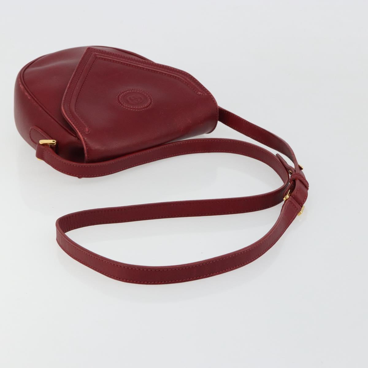 GUCCI Shoulder Bag Leather Red Gold 007 261 0081 Auth BA13384