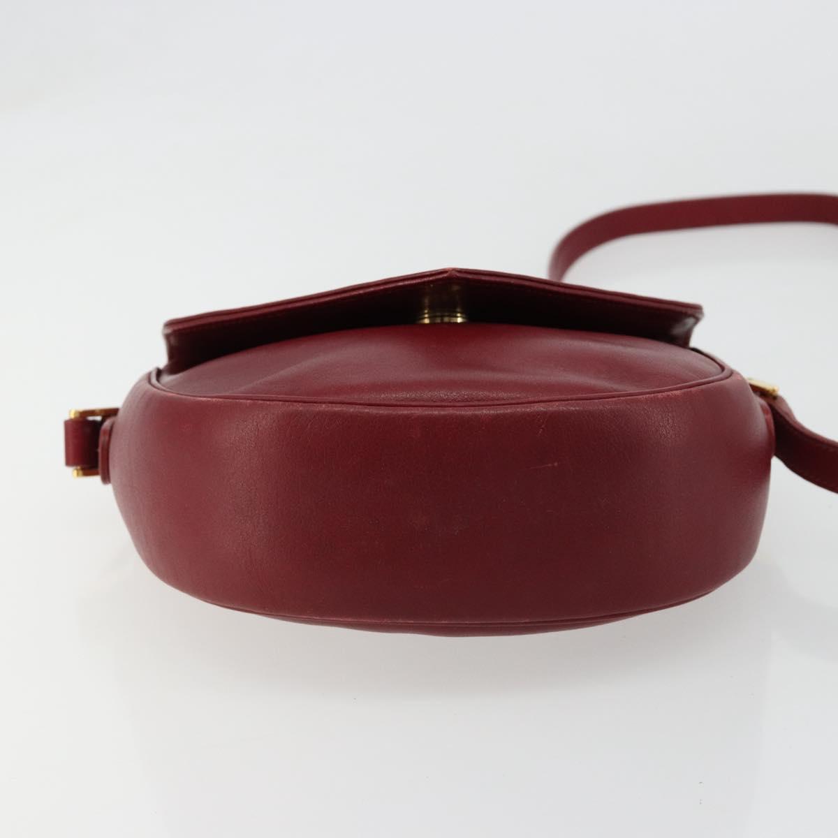 GUCCI Shoulder Bag Leather Red Gold 007 261 0081 Auth BA13384