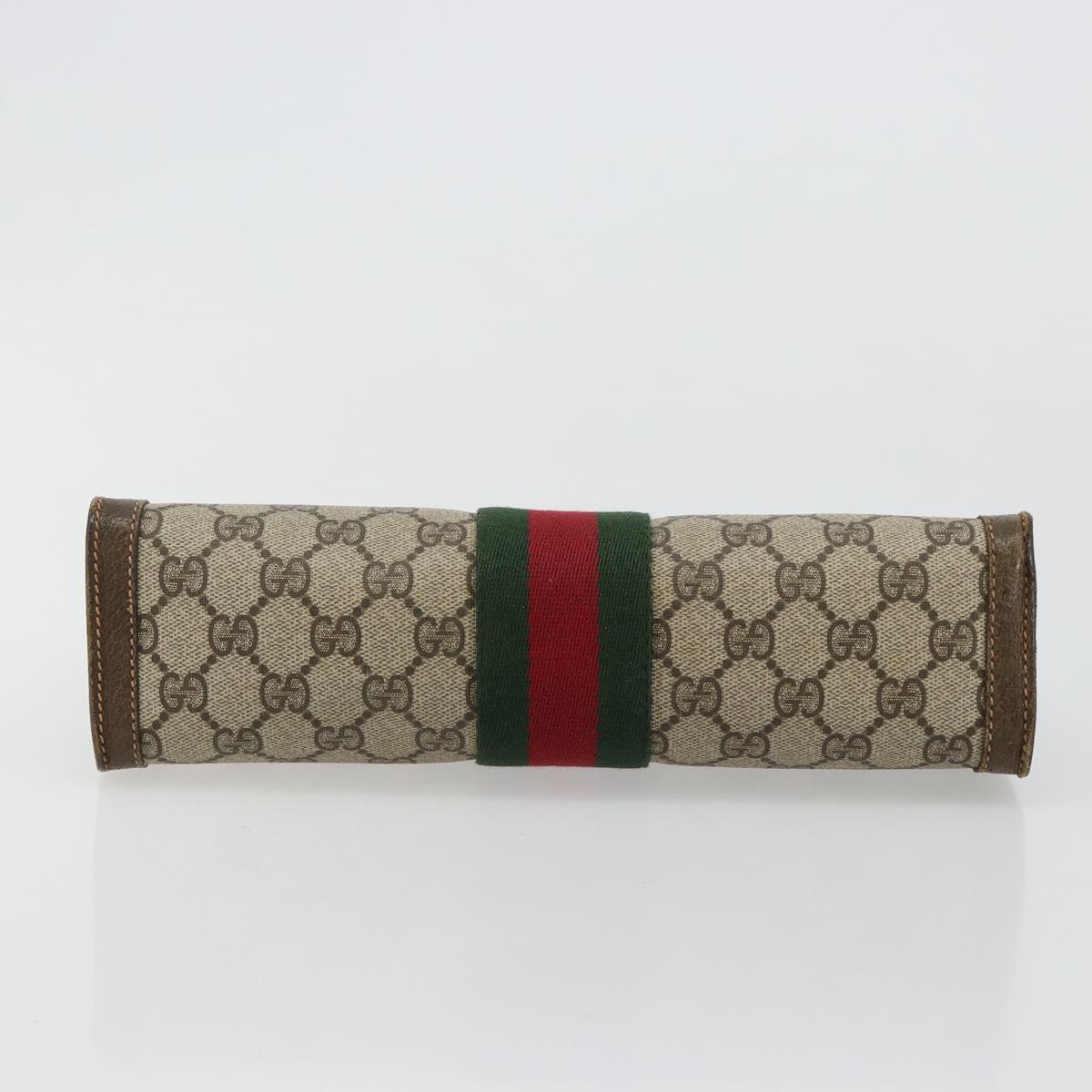 GUCCI GG Supreme Web Sherry Line Clutch Bag PVC Beige 67 014 2125 Auth BA13385