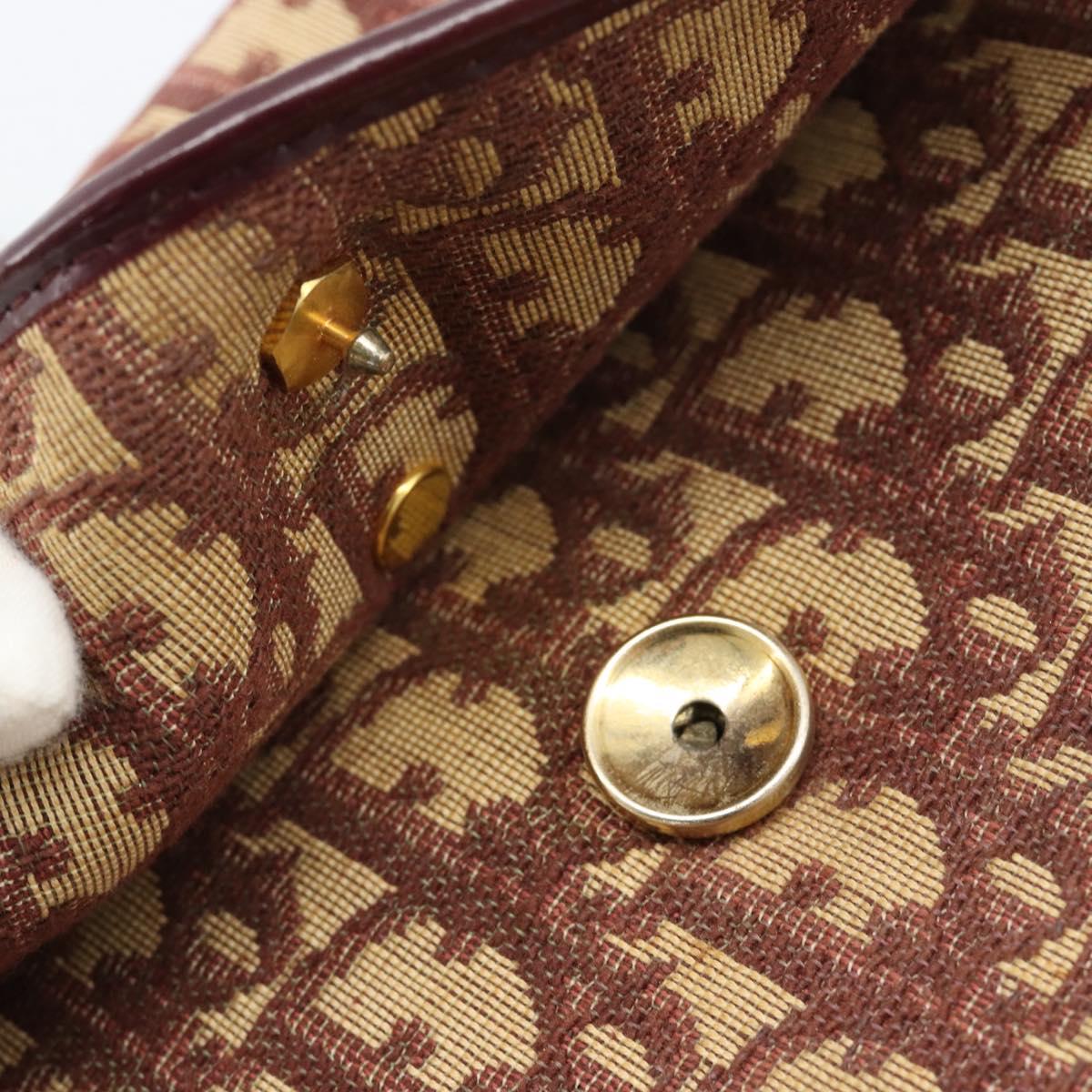 Christian Dior Trotter Canvas Shoulder Bag Red Gold Auth BA13387