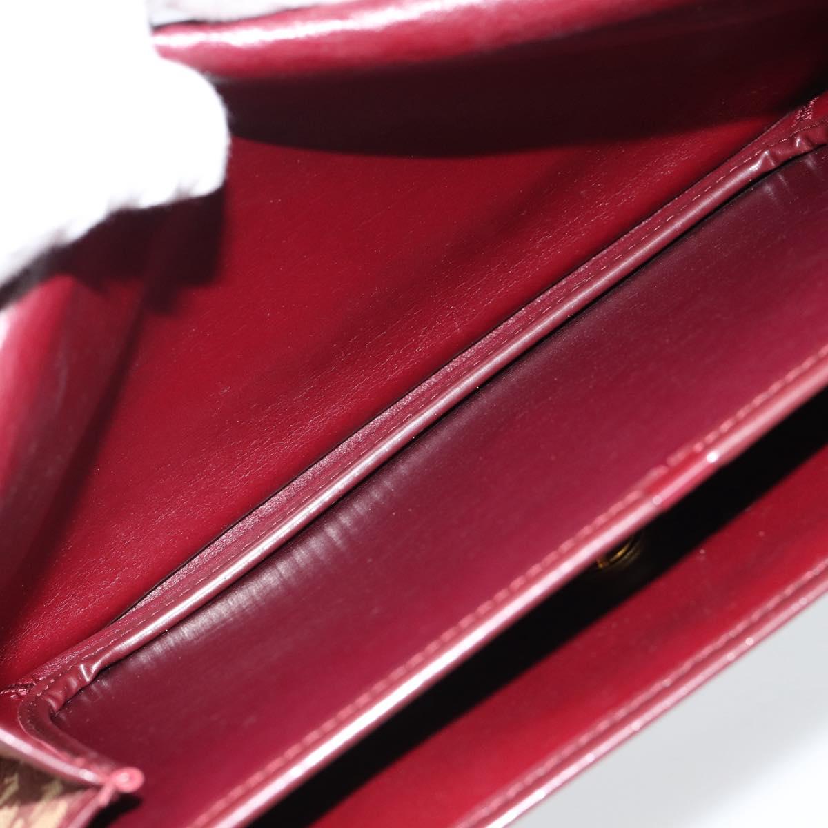 Christian Dior Trotter Canvas Shoulder Bag Red Gold Auth BA13387
