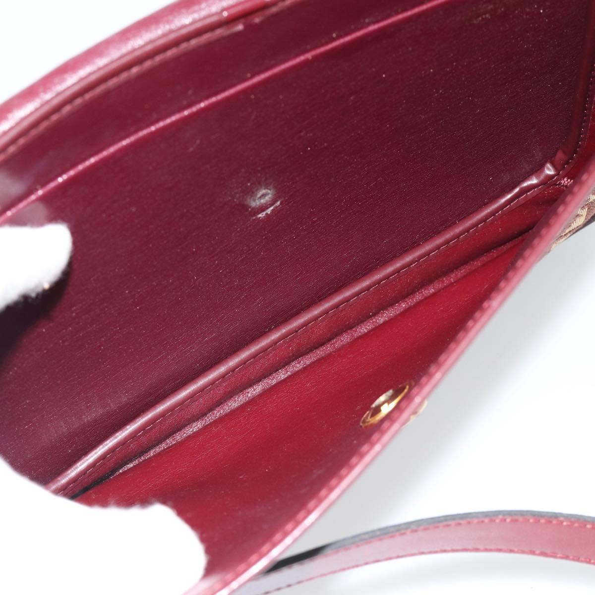 Christian Dior Trotter Canvas Shoulder Bag Red Gold Auth BA13387