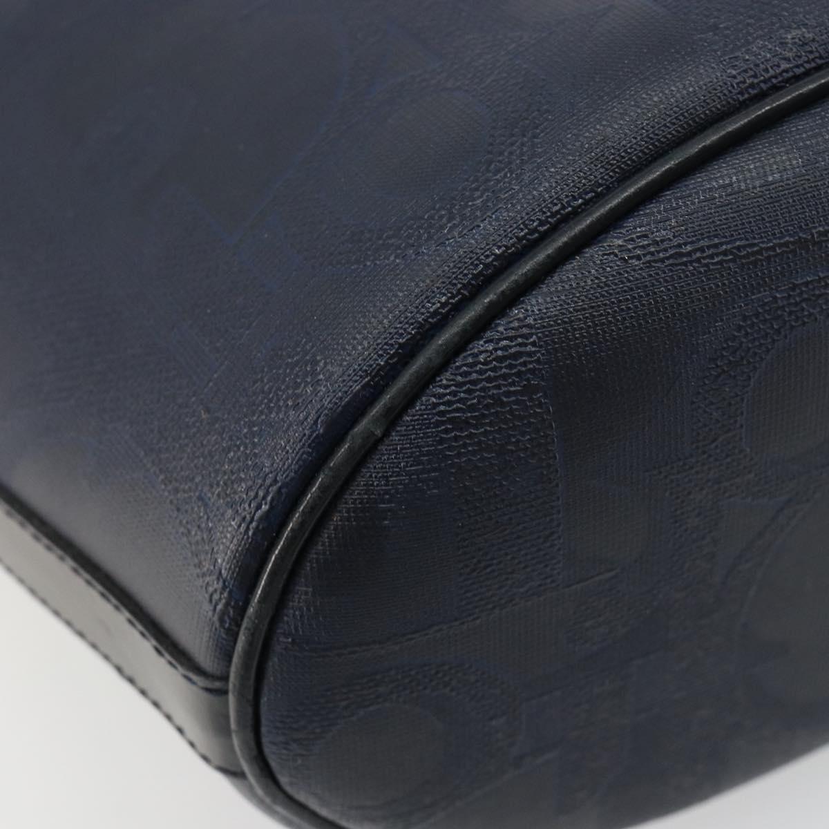 Christian Dior Trotter Canvas Shoulder Bag PVC Navy Gold Auth BA13388A