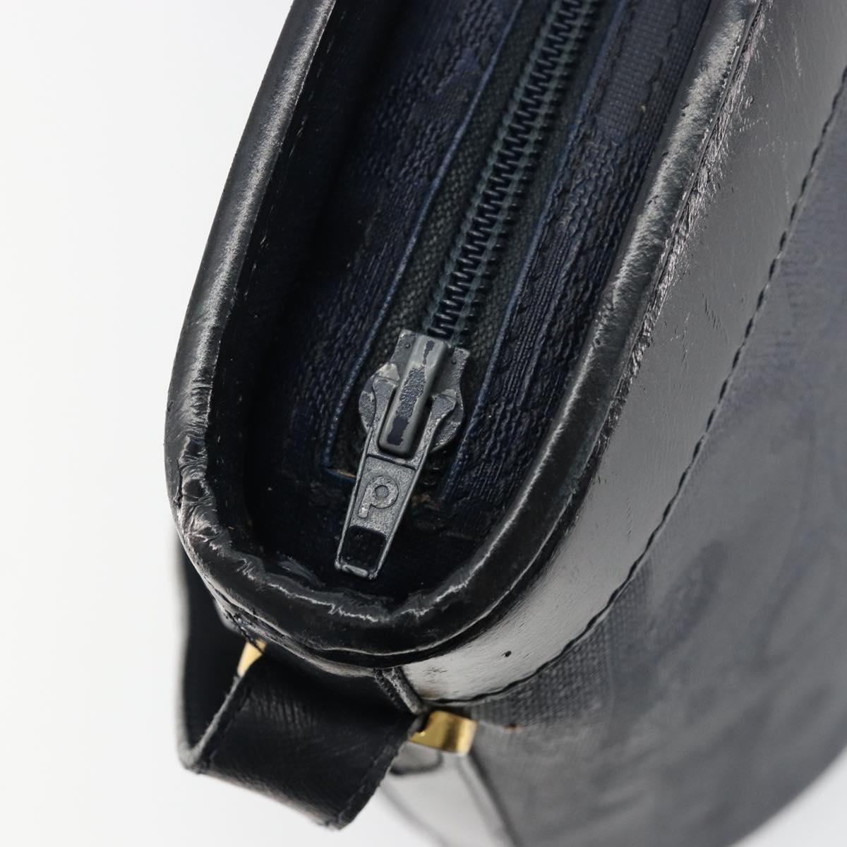 Christian Dior Trotter Canvas Shoulder Bag PVC Navy Gold Auth BA13388A