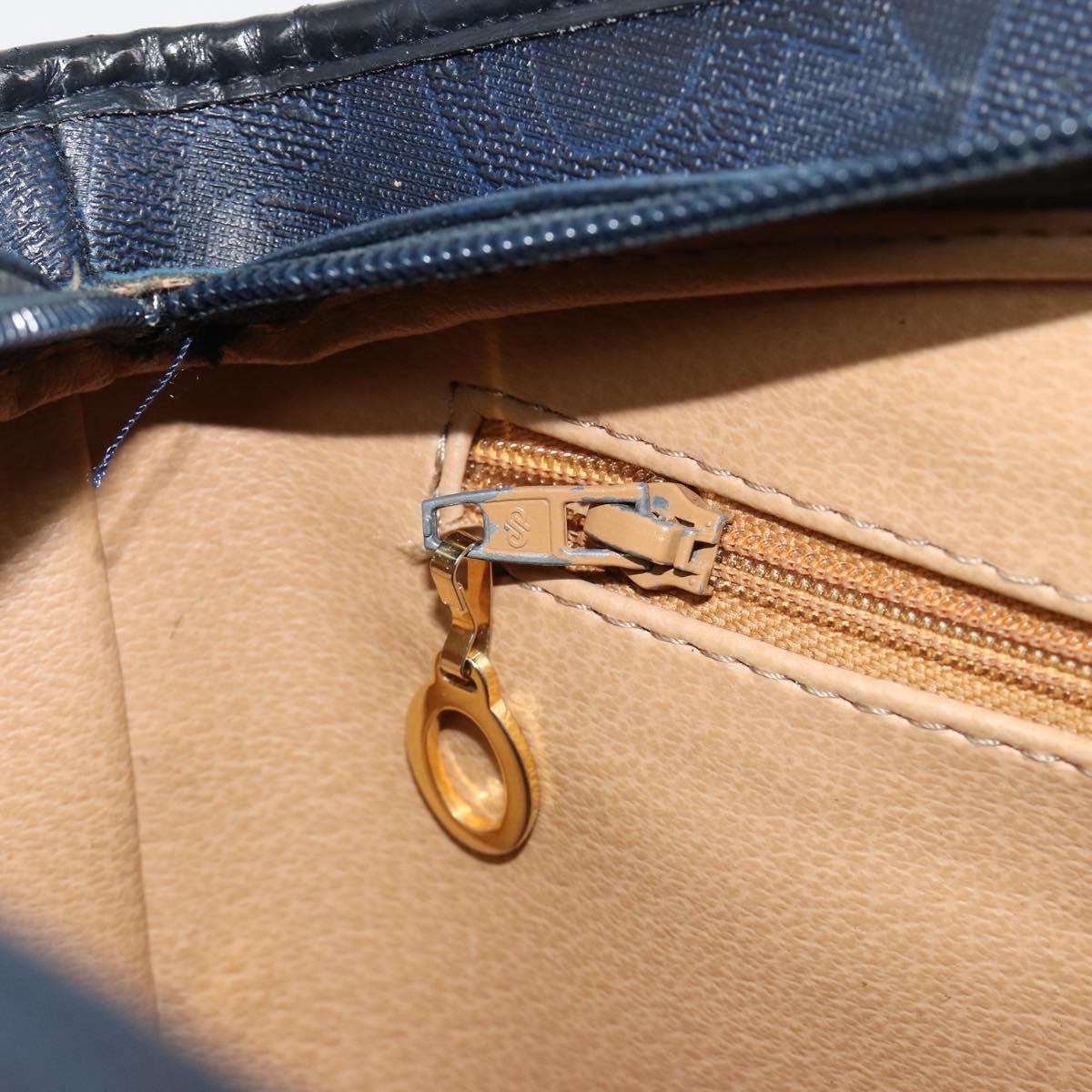 Christian Dior Trotter Canvas Shoulder Bag PVC Navy Gold Auth BA13388A