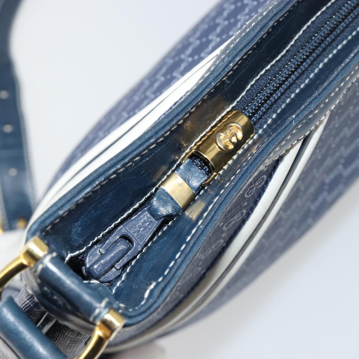GUCCI Micro GG Supreme Sherry Line Shoulder Bag PVC Blue Gold Auth BA13389