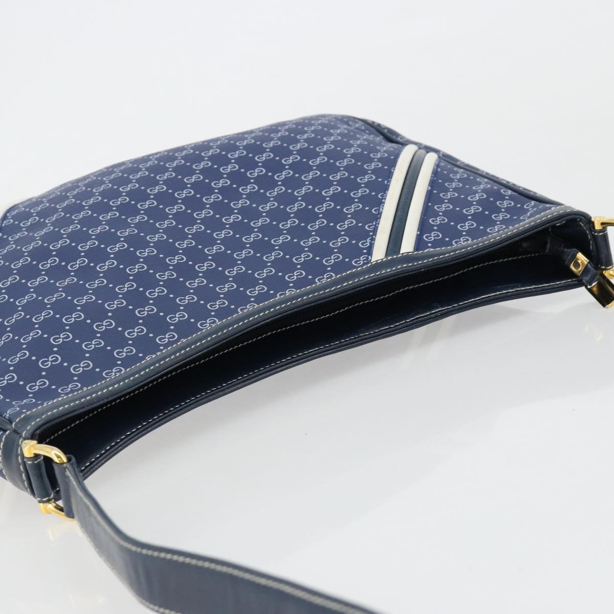 GUCCI Micro GG Supreme Sherry Line Shoulder Bag PVC Blue Gold Auth BA13389