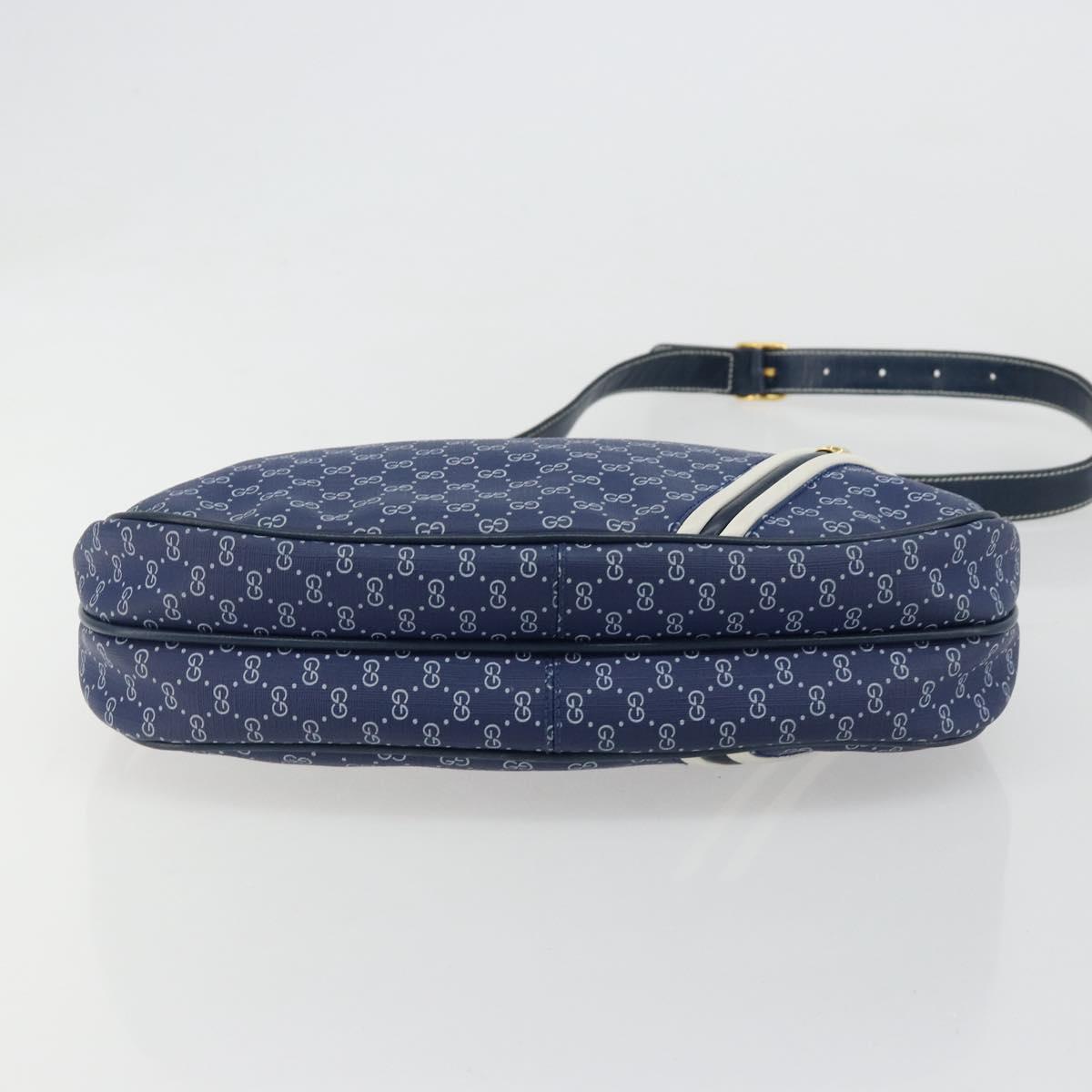 GUCCI Micro GG Supreme Sherry Line Shoulder Bag PVC Blue Gold Auth BA13389