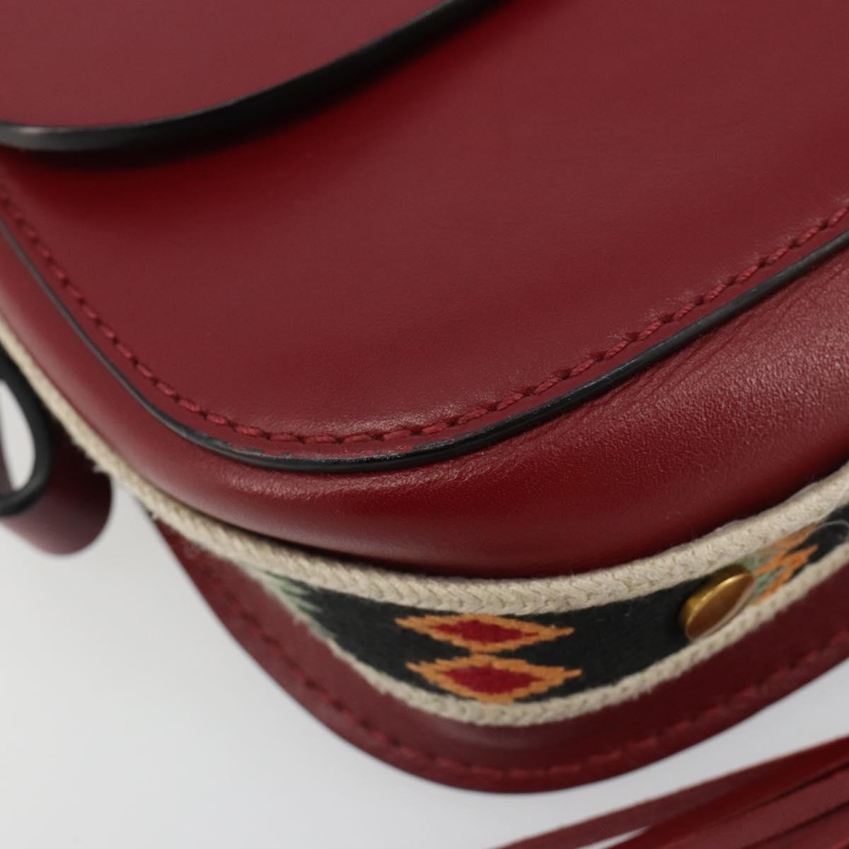 Christian Dior Shoulder Bag Leather 2way Red Gold Auth BA13390A