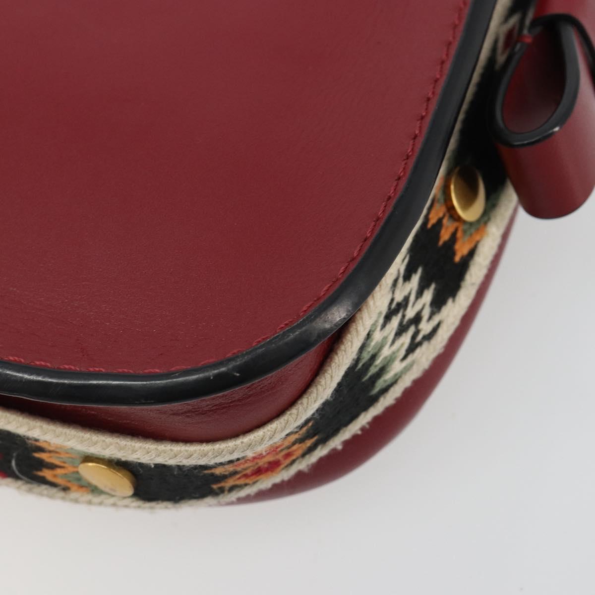 Christian Dior Shoulder Bag Leather 2way Red Gold Auth BA13390A