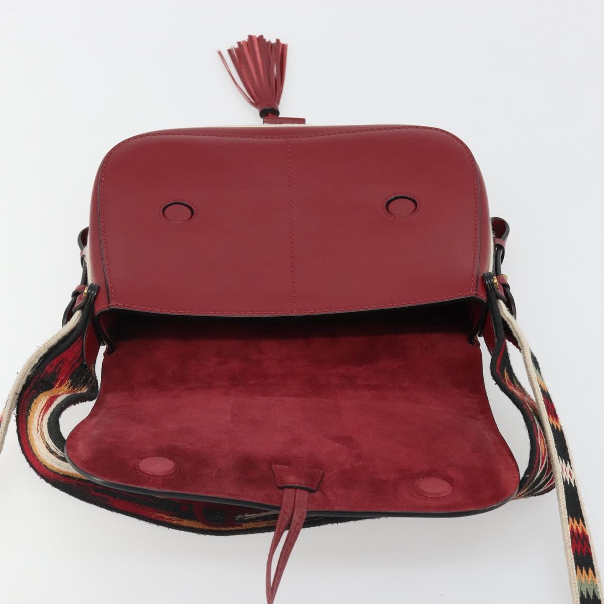 Christian Dior Shoulder Bag Leather 2way Red Gold Auth BA13390A