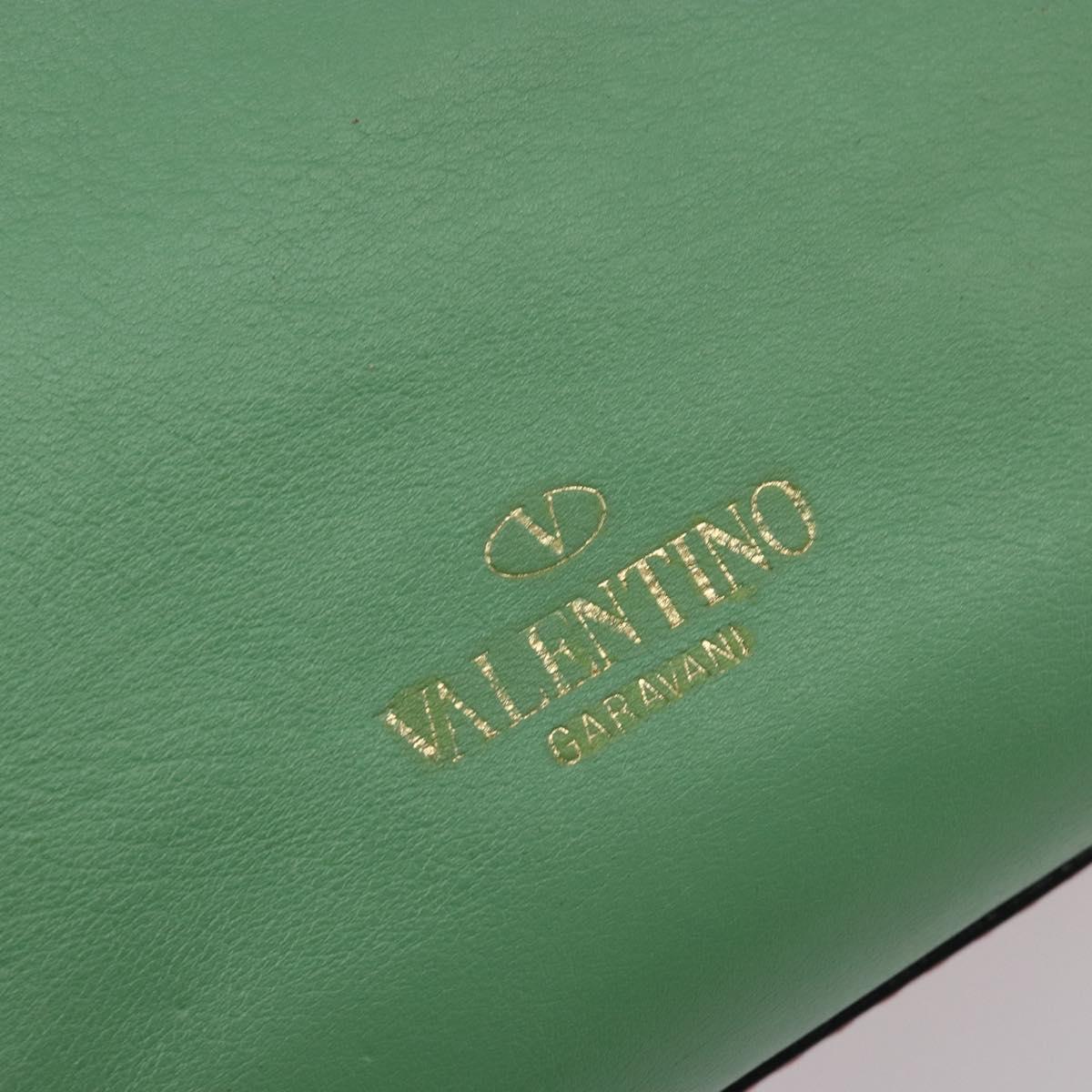 VALENTINO Studs Tote Bag Leather 2way Red Gold Auth BA13391A