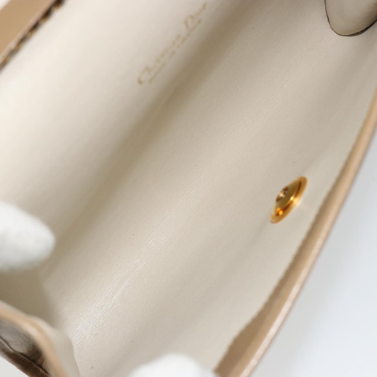 Christian Dior Chain Shoulder Bag Leather Beige Gold Auth BA13392