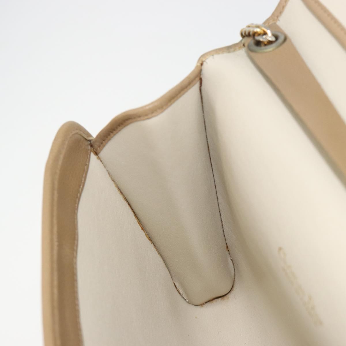Christian Dior Chain Shoulder Bag Leather Beige Gold Auth BA13392