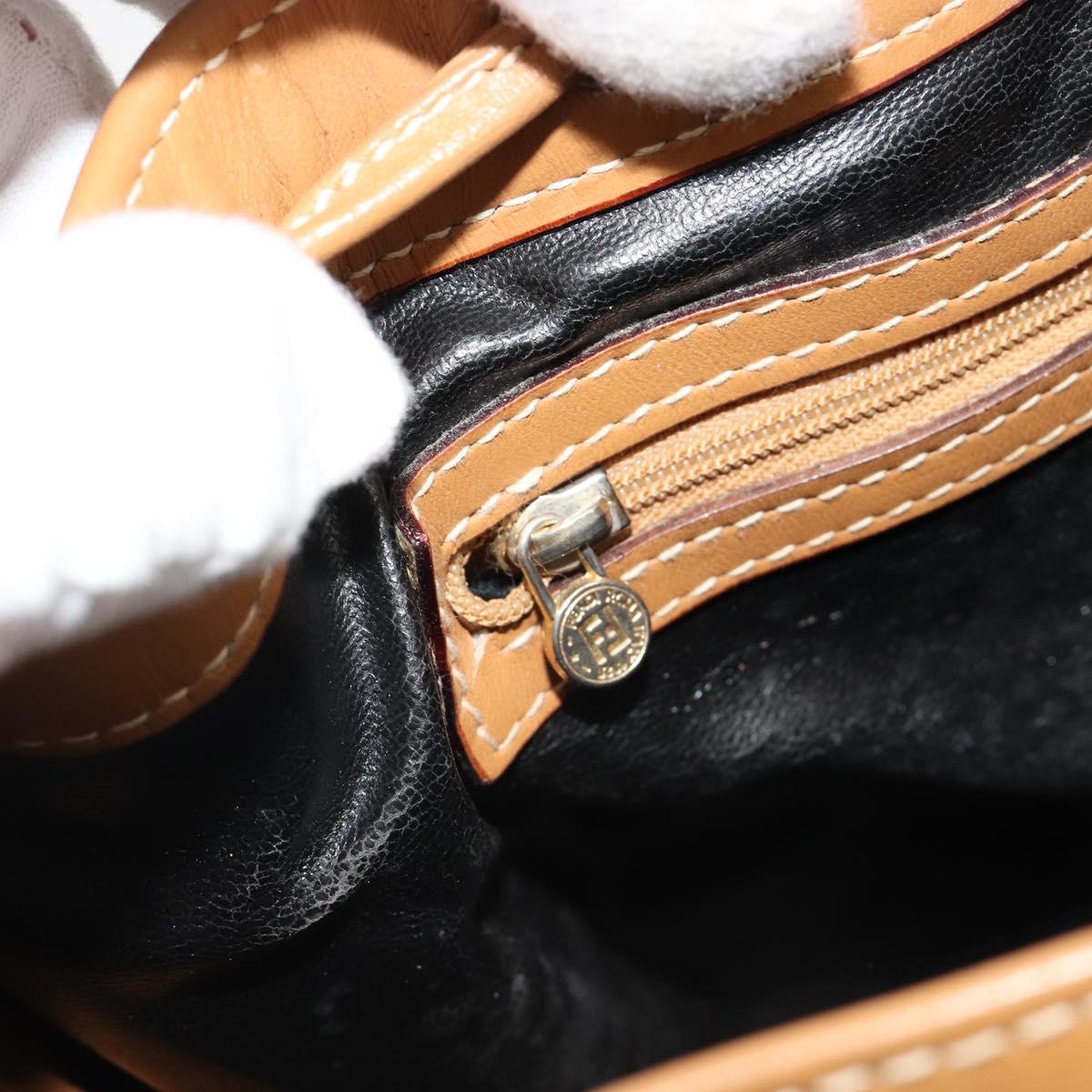 FENDI Pecan Canvas Purse Shoulder Bag PVC Brown Gold Auth BA13394