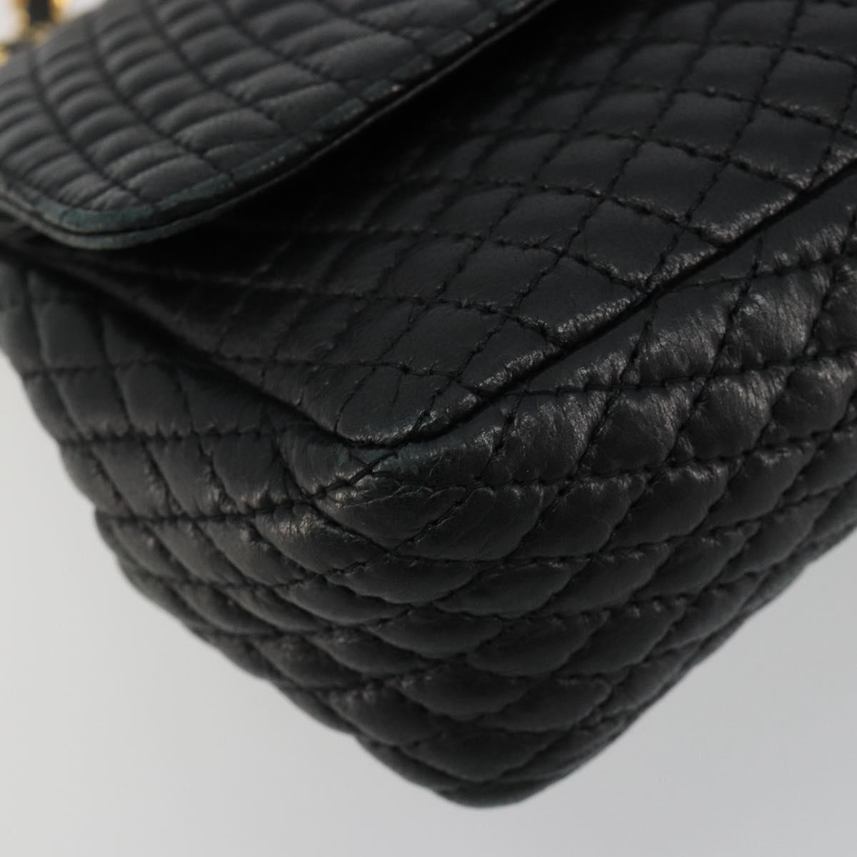 BALLY Chain Shoulder Bag Leather Black Gold Auth BA13398A