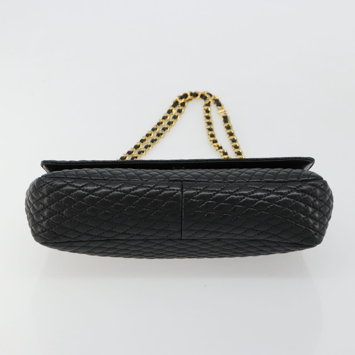 BALLY Chain Shoulder Bag Leather Black Gold Auth BA13398A