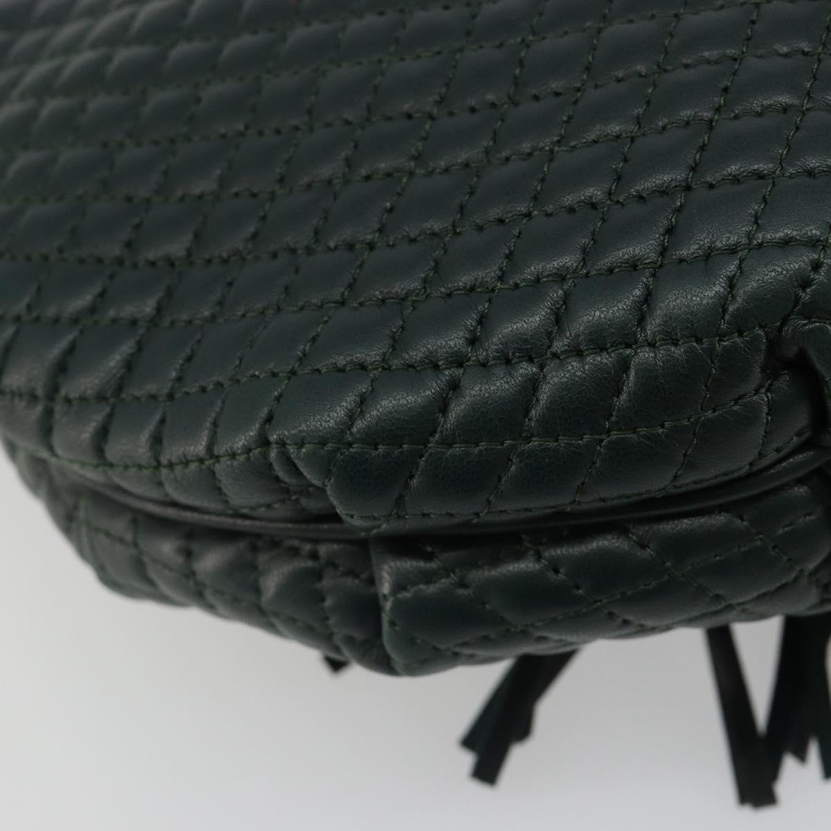BALLY Chain Shoulder Bag Leather Green Gold Auth BA13399A