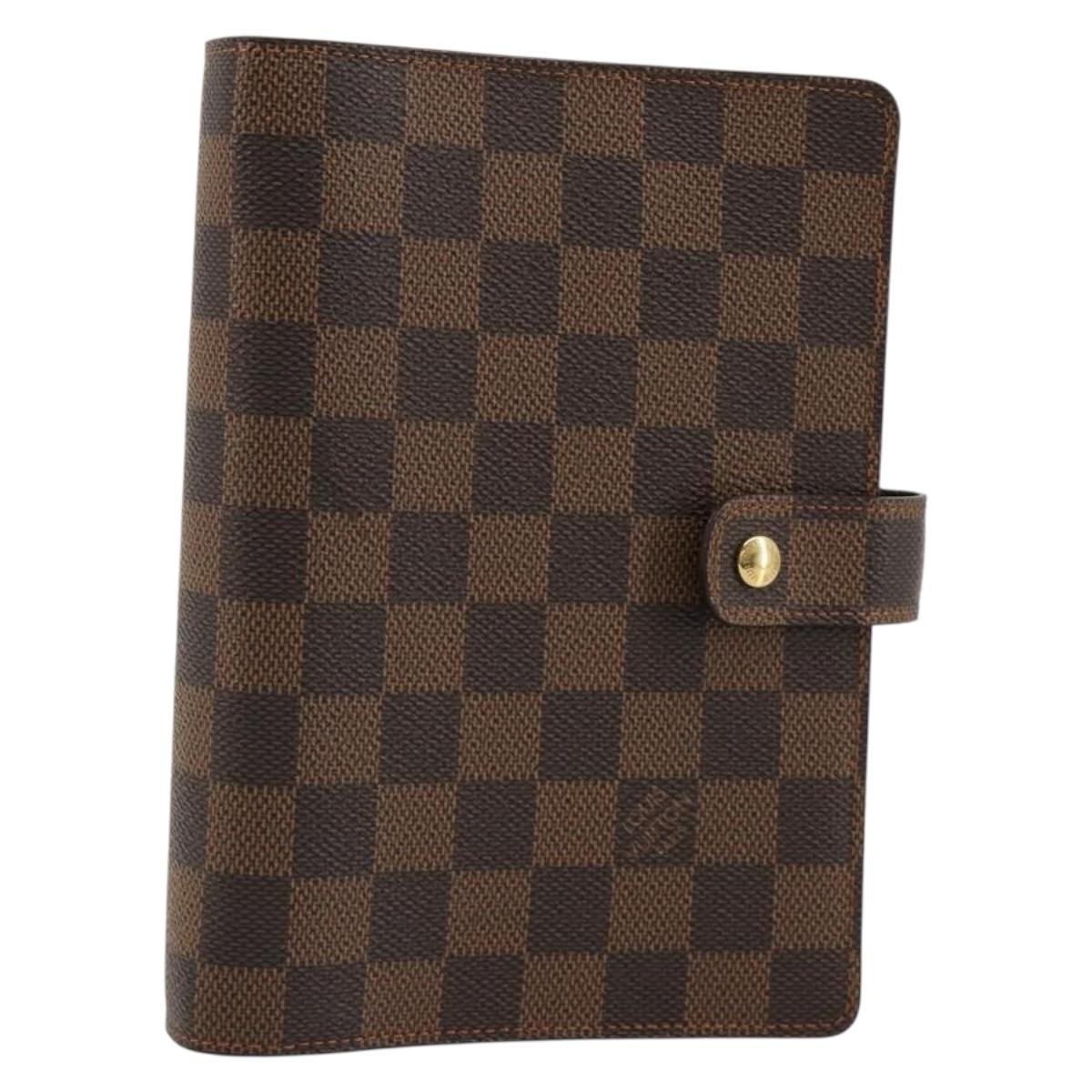 LOUIS VUITTON Damier Ebene Agenda MM Day Planner Cover R20240 LV Auth BA13405