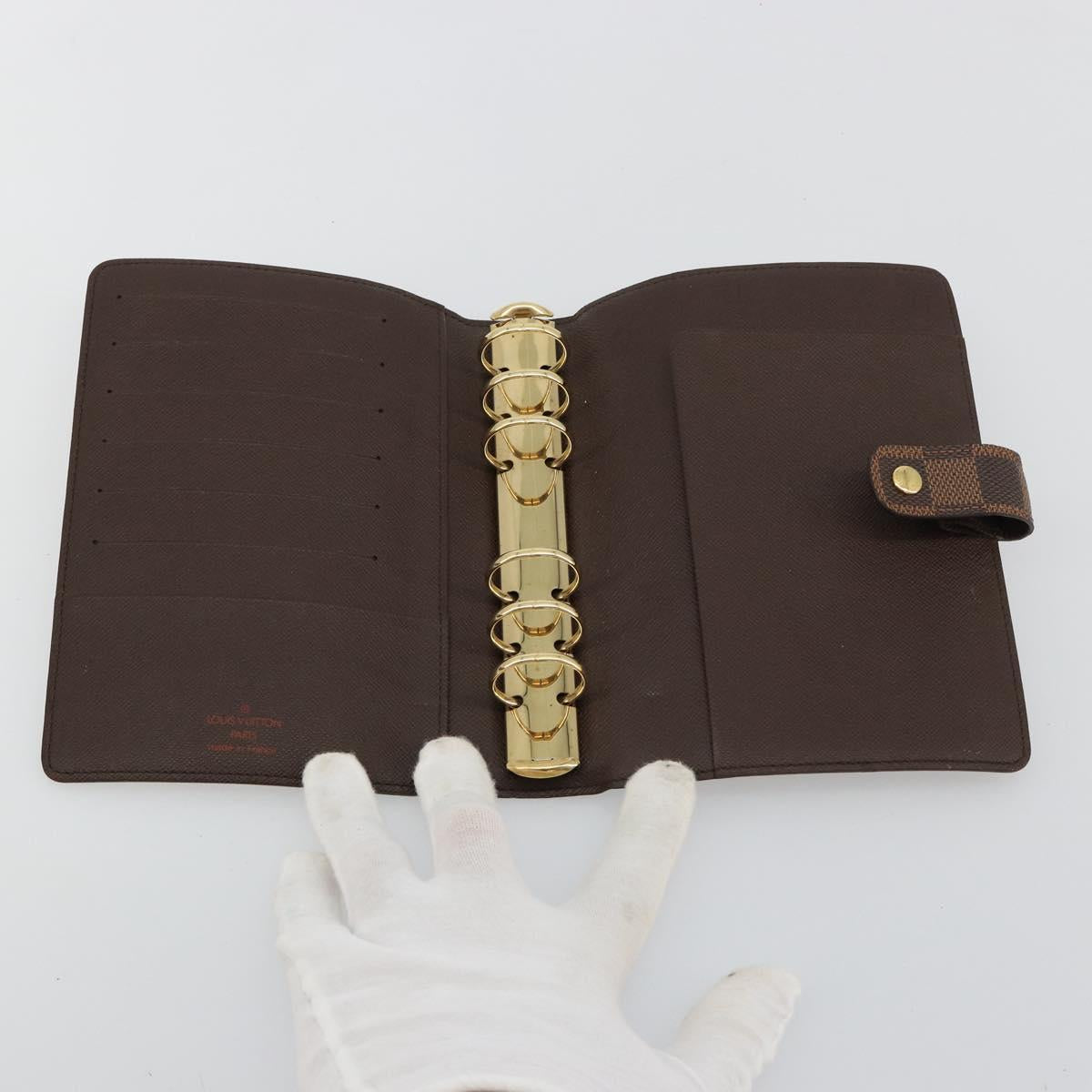 LOUIS VUITTON Damier Ebene Agenda MM Day Planner Cover R20240 LV Auth BA13405