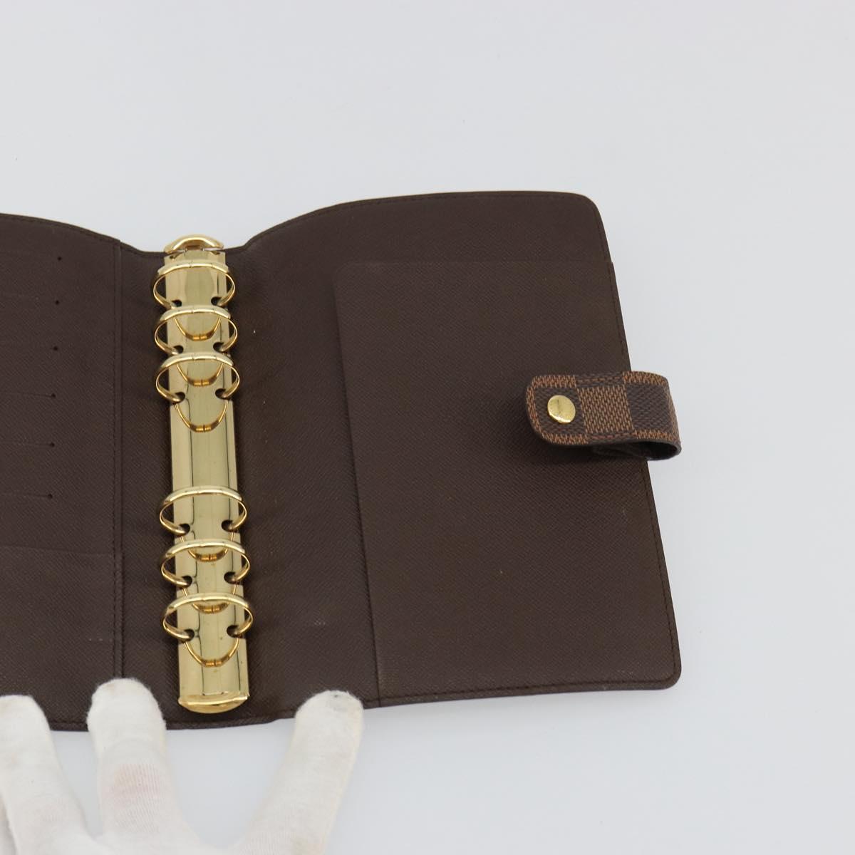 LOUIS VUITTON Damier Ebene Agenda MM Day Planner Cover R20240 LV Auth BA13405