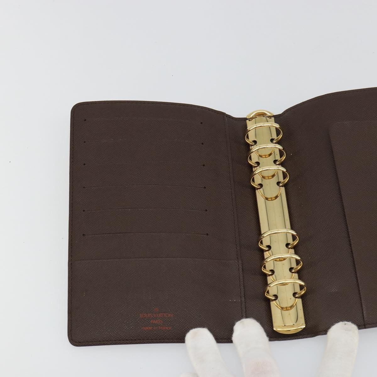 LOUIS VUITTON Damier Ebene Agenda MM Day Planner Cover R20240 LV Auth BA13405