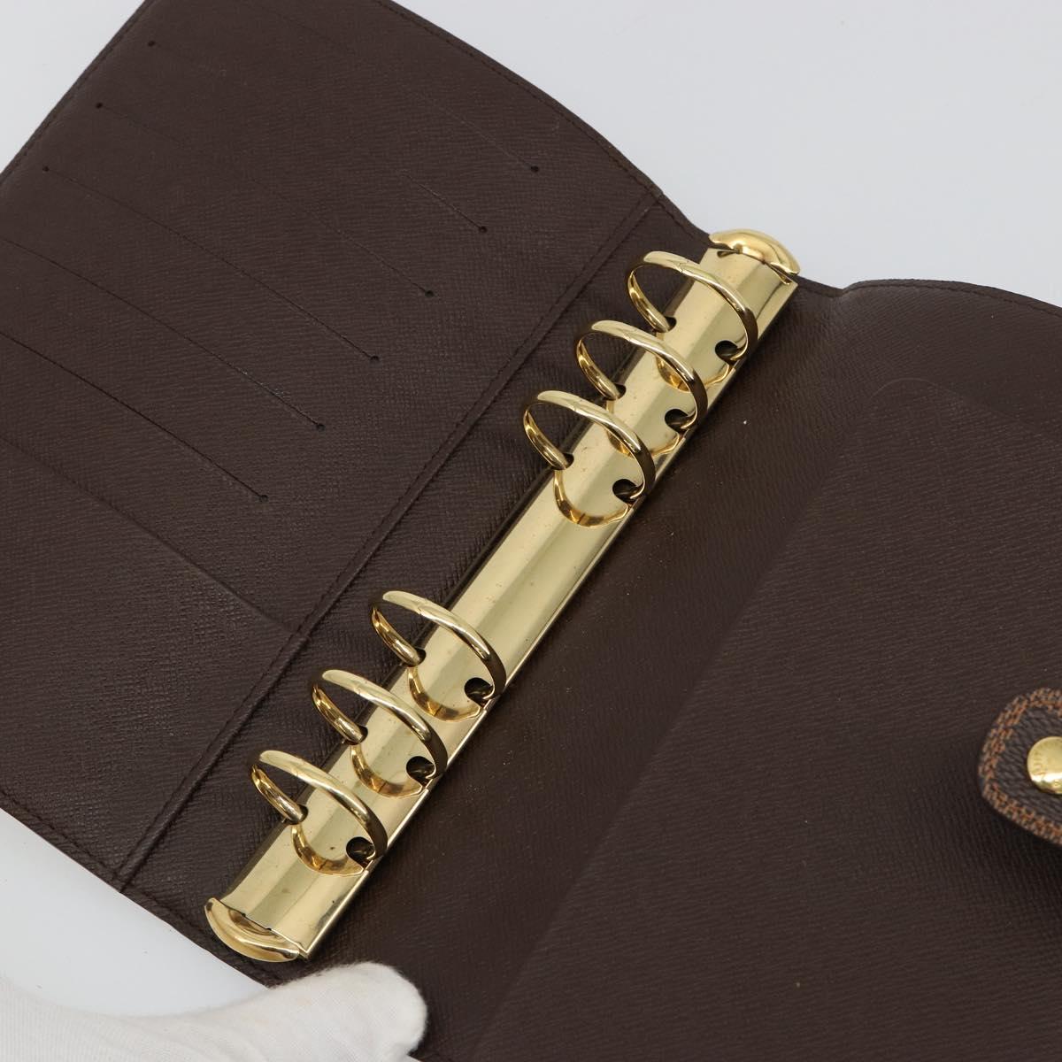 LOUIS VUITTON Damier Ebene Agenda MM Day Planner Cover R20240 LV Auth BA13405