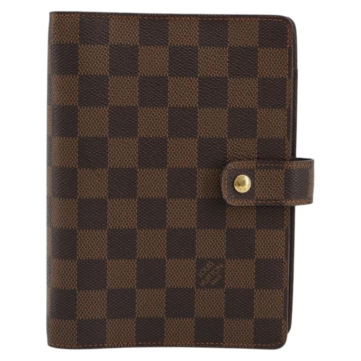 LOUIS VUITTON Damier Ebene Agenda MM Day Planner Cover R20240 LV Auth BA13405