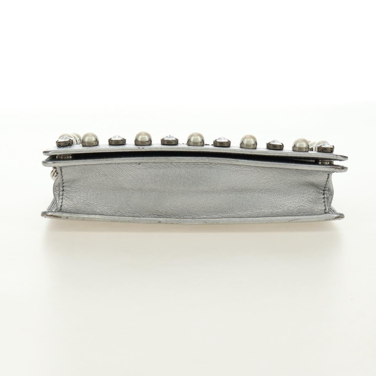 Miu Miu Shoulder Bag Leather Silver Auth BA13407M