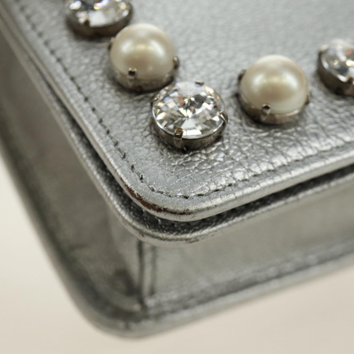 Miu Miu Shoulder Bag Leather Silver Auth BA13407M