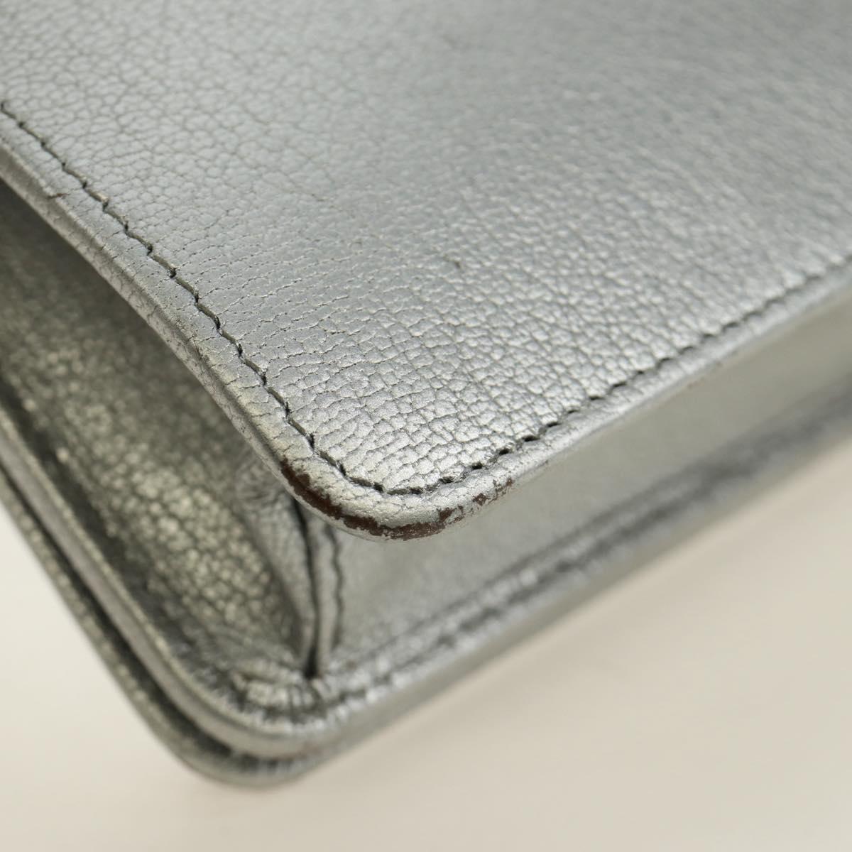 Miu Miu Shoulder Bag Leather Silver Auth BA13407M