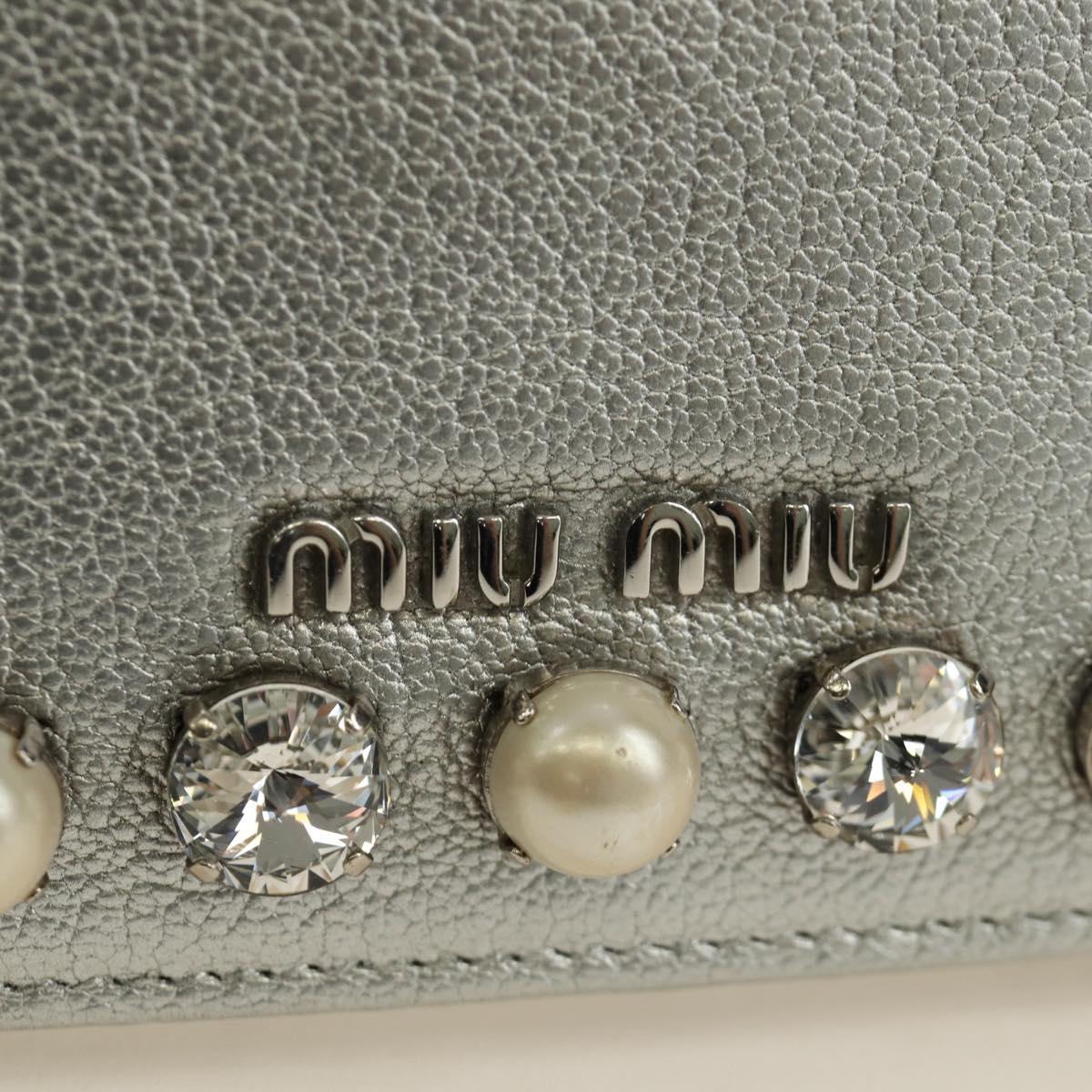 Miu Miu Shoulder Bag Leather Silver Auth BA13407M