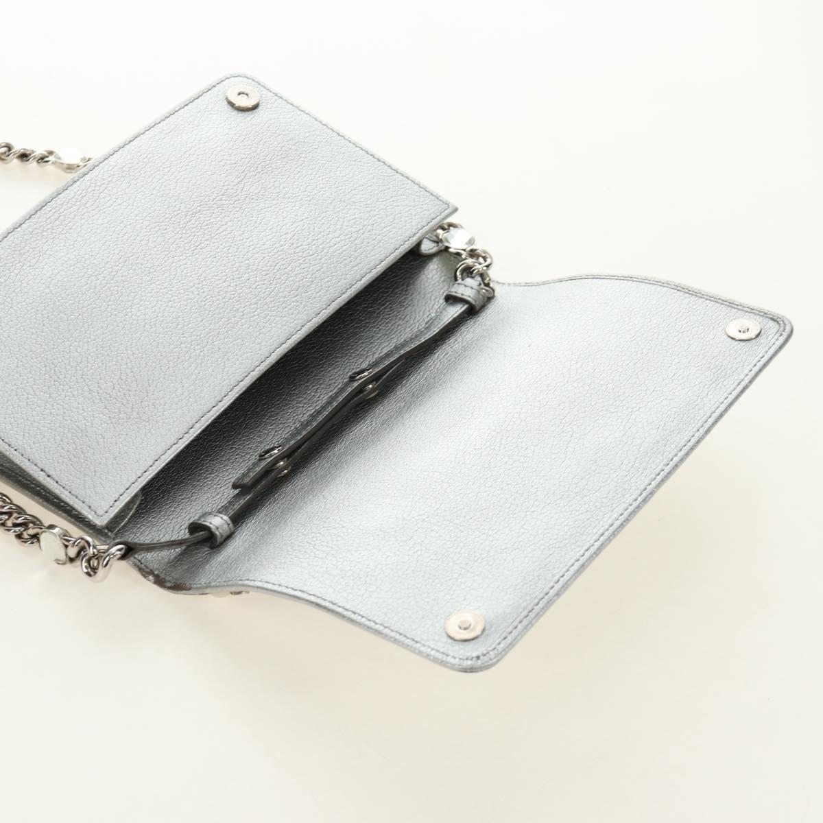 Miu Miu Shoulder Bag Leather Silver Auth BA13407M