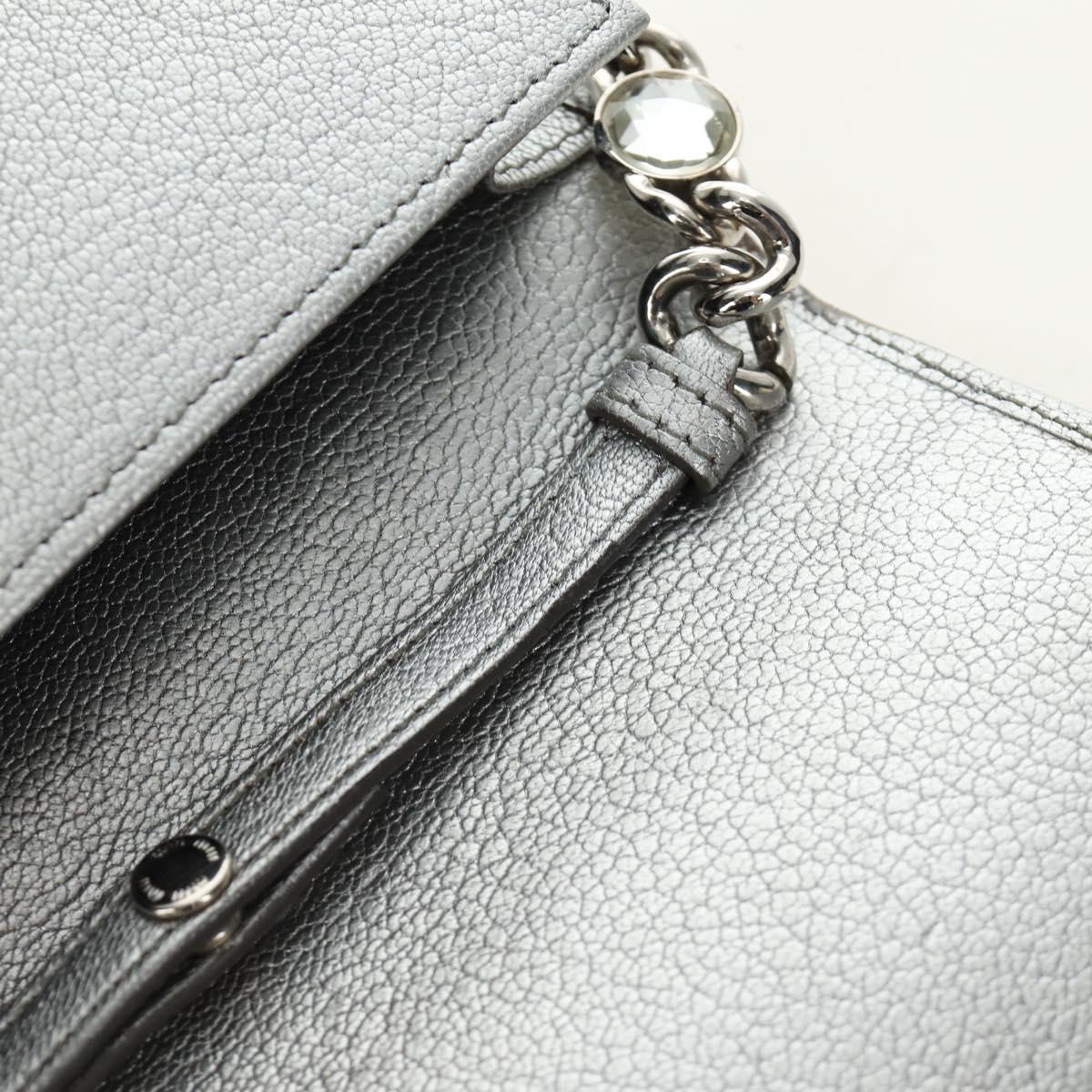 Miu Miu Shoulder Bag Leather Silver Auth BA13407M