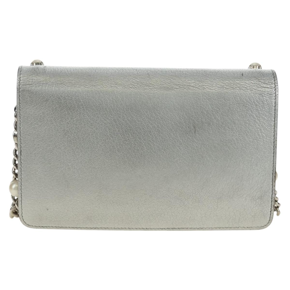 Miu Miu Shoulder Bag Leather Silver Auth BA13407M