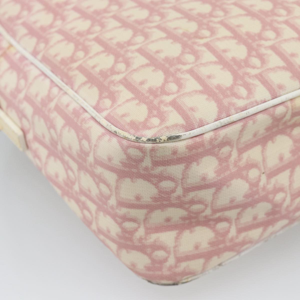 Christian Dior Trotter Canvas Shoulder Bag PVC Pink Silver Auth BA13409
