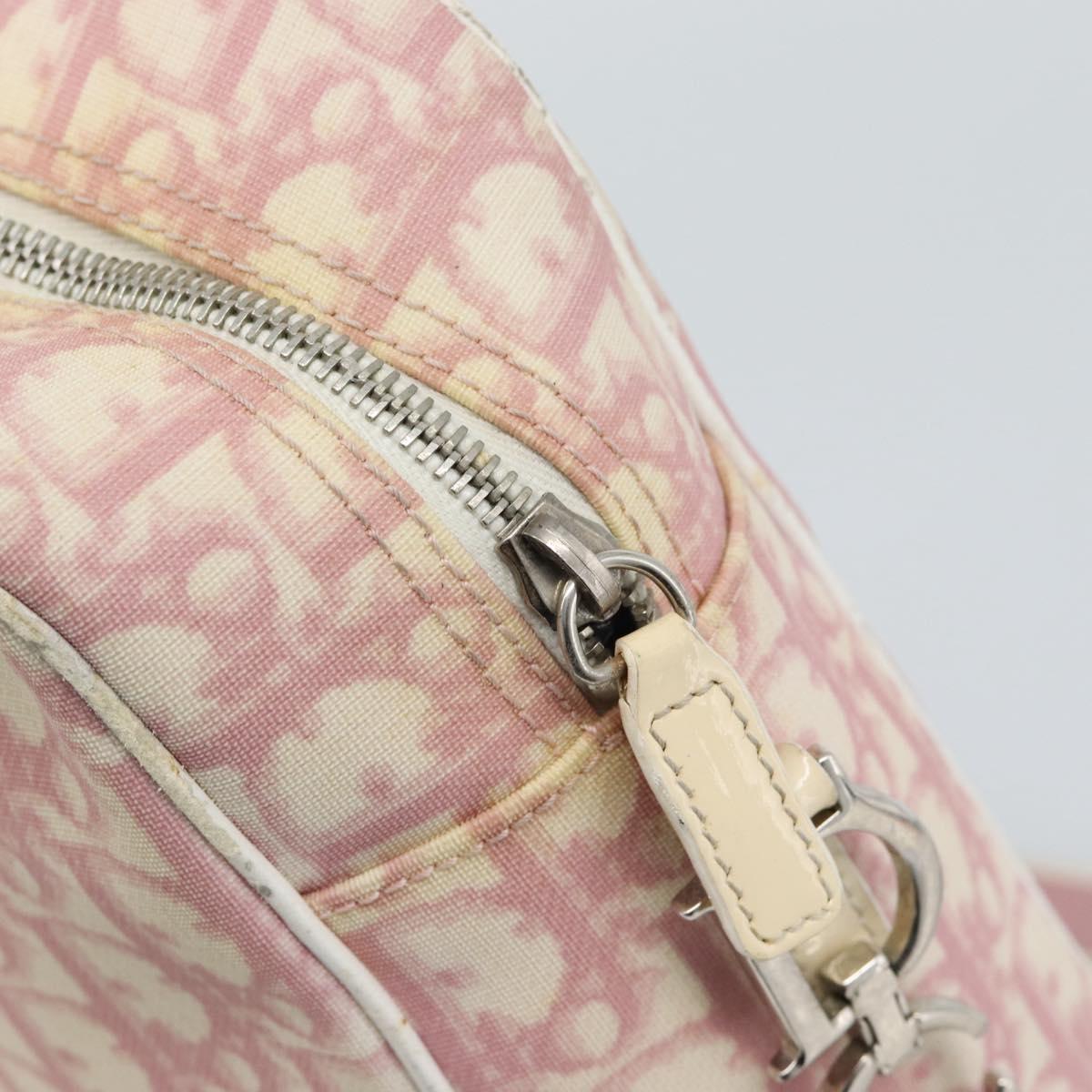 Christian Dior Trotter Canvas Shoulder Bag PVC Pink Silver Auth BA13409