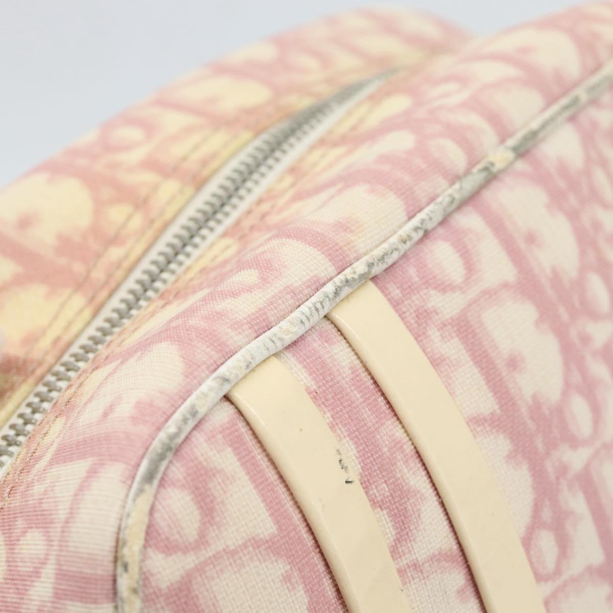 Christian Dior Trotter Canvas Shoulder Bag PVC Pink Silver Auth BA13409