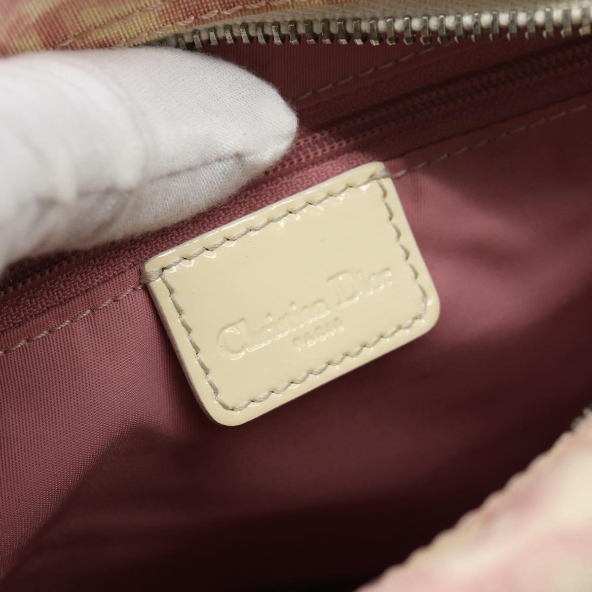 Christian Dior Trotter Canvas Shoulder Bag PVC Pink Silver Auth BA13409