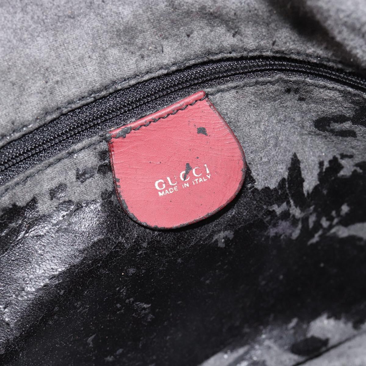 GUCCI Bamboo Hand Bag Suede 2way Red Gold Auth BA13410