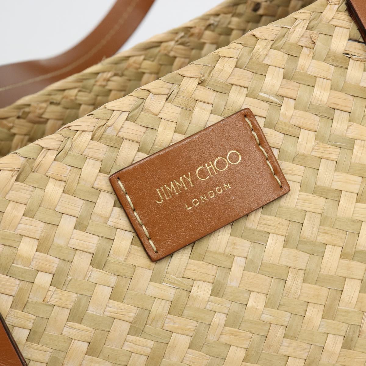 Jimmy Choo Tote Bag Raffia Beige Auth BA13412A